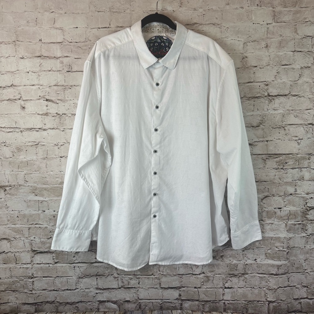 Robert Graham Men's  3XL Long Sleeve Button Down Shirt White 100% Cotton